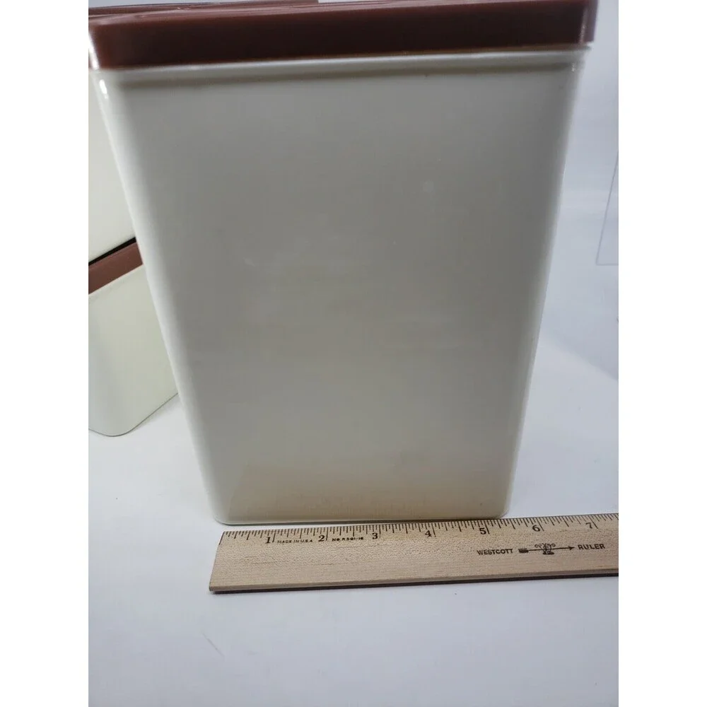 Poly Flex Republic Canister Set Vintage MCM Four Piece Brown 4 Lids Model 239